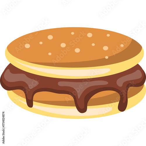Pixelated Smores Sandwich with Melted Chocolate Filling on a Transparent Background Ideal for Digital Designs