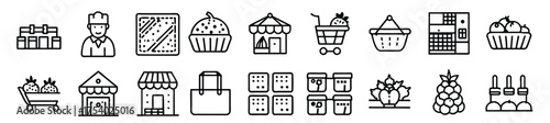 supermarket departments and services icon set editable