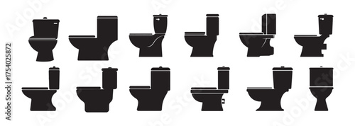 toilet silhouette white background .