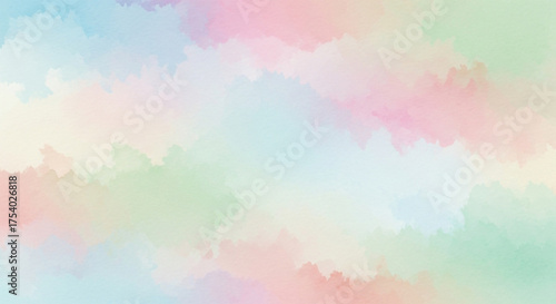 Pastel watercolor background with soft, dreamy colors blending seamlessly, creating a calming and ethereal atmosphere, perfect for gentle and peaceful designs