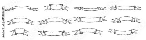 vintage heraldic ribbon pennant and sketch banner