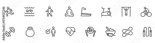 Set of healthy lifestyle vector illustration