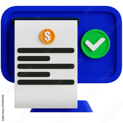 E-Receipt Checkout 3D Icon