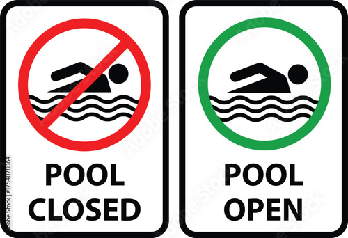 swimming pool open and close sign.eps