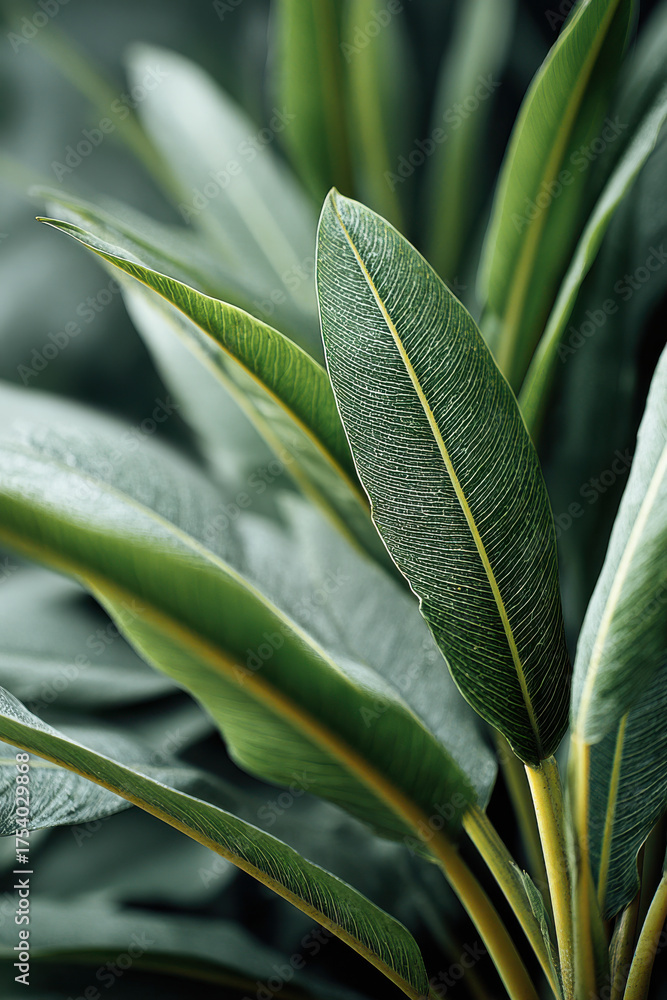 Obraz premium Natural wallpaper showcasing macro tropical plants and green textures
