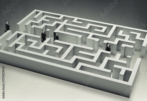 Maze pattern. Find a way out concept. problems solved.