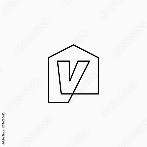 letter v house home mortgage real estate living logo vector icon illustration