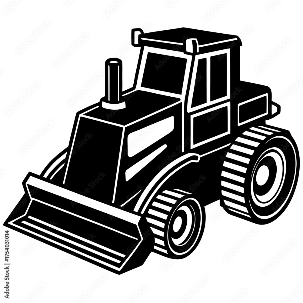 Naklejka premium Silhouette of Bulldozer on white background