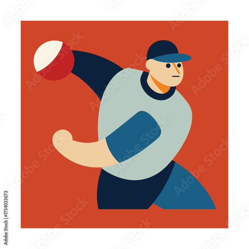 Baseball pitcher throwing a ball on red background