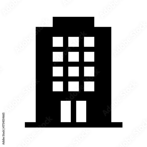 Illustration of a building with a simple design, , representing urban architecture and the essence of city life in a minimalist style