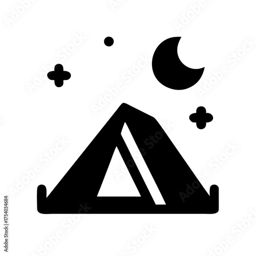 Illustration of a camping tent under the moonlight, symbolizing the serenity and escape found in nature