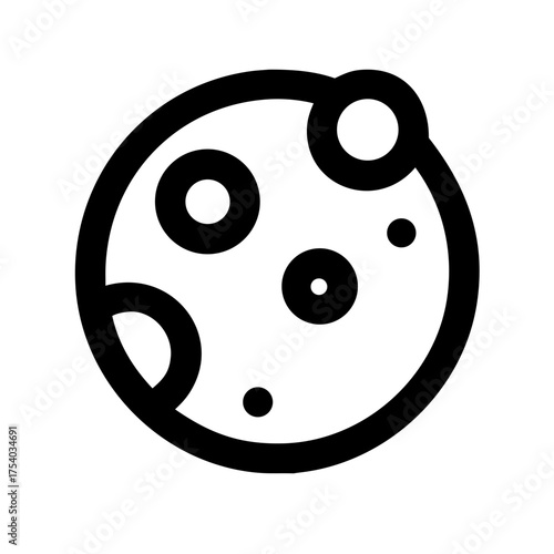 Illustration of a celestial body with craters and moons, perfect for space exploration, astronomy, or science fiction themed designs