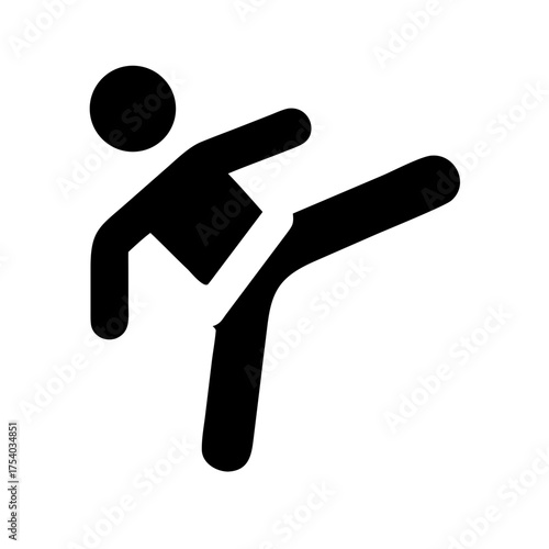 Illustration of a person kicking, representing martial arts, sports, fitness, and selfdefense for an active and healthy lifestyle
