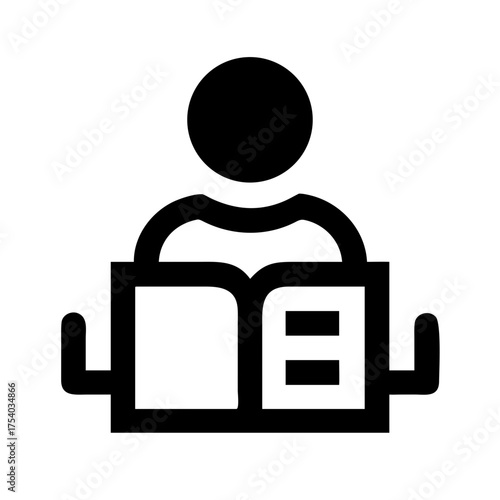 Illustration of a person reading a book, symbolizes education, knowledge, and learning in a simple and minimalist design