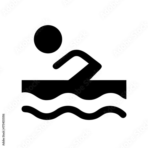 Illustration of a swimmer in a pool, representing swimming, sport, or recreation with a simple, clean design and clear symbolism