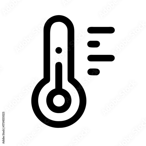 Illustration of a thermometer with high temperature, indicating a fever or hot weather conditions in a simple and clear design