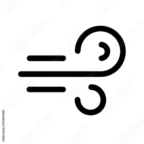 Illustration of a wind icon, symbolizing weather, nature, and climate, with a minimalist design and clean lines for versatile use