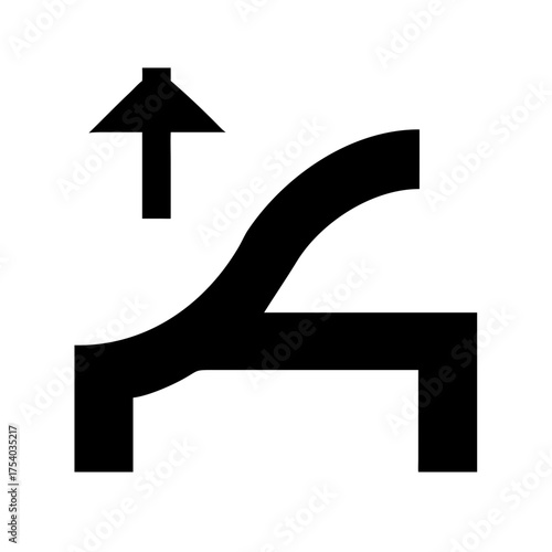 Vector art of a road splitting with an arrow pointing upwards, represents choices, direction, and decisionmaking in travel and navigation