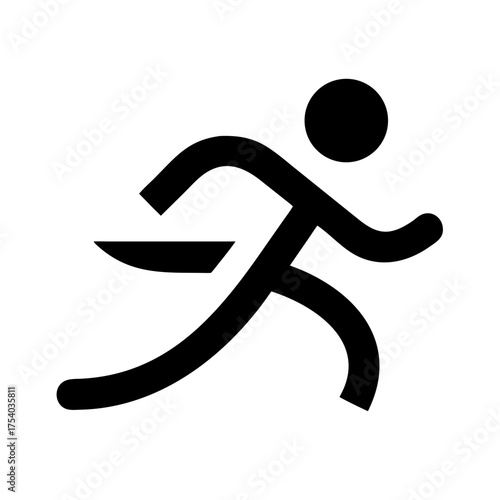 Vector art of stylized runner silhouette crossing finish line, symbolizing achievement, victory, and the culmination of effort in a race