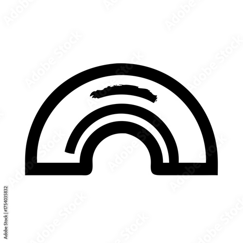 Vector art of stylized rainbow, featuring a simple, bold design with thick lines and a minimalist aesthetic, perfect for modern graphic applications