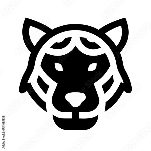 Vector art of stylized tiger head icon a clean and modern design featuring a tigers face, perfect for logos, branding, and graphic elements