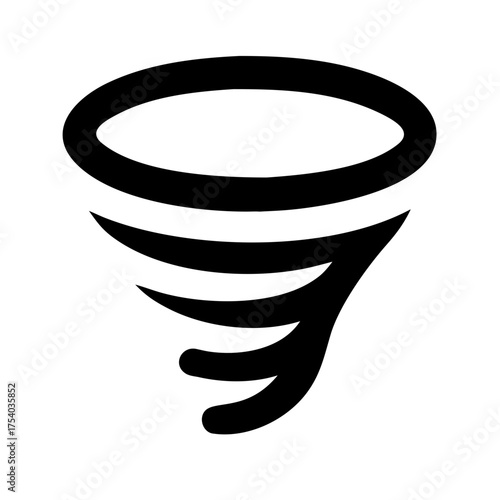 Vector art of stylized tornado icon, symbolizing weather phenomena, natural disasters, and the power of wind in a simple yet impactful design