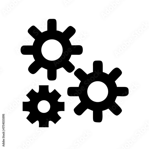 Vector art of three gears meshing together, , symbolizing mechanical systems, industrial processes, and the interconnectedness of various components