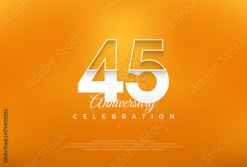 45th anniversary number with modern thin white numerals. premium vector design. Premium vector for poster, banner, celebration greeting.