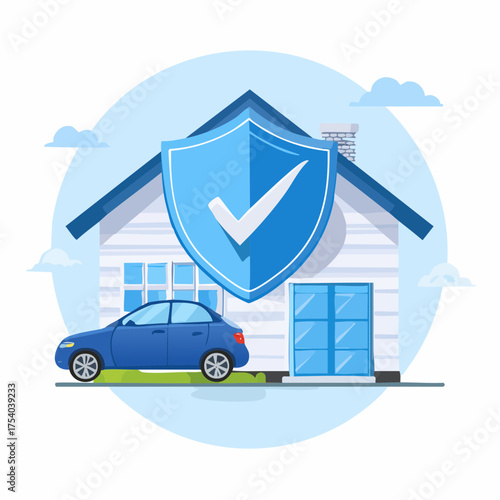 Home and car insurance concept illustration