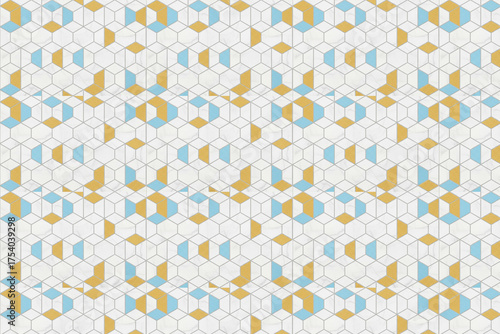 Geometric Hexagon Pattern With Blue And Gold Accents For Modern Design And Wallpaper Background