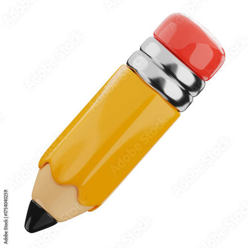 Yellow pencil 3d rendering representing education school