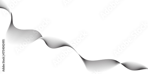 Elegant abstract black wave on white background. Smooth flowing curved lines create a modern, minimalistic design. Ideal for tech, background, wallpaper, or corporate presentation themes.