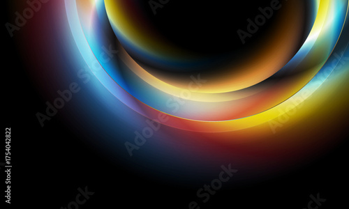 Colorful smooth glossy circles abstract glowing background. Vector futuristic tech design