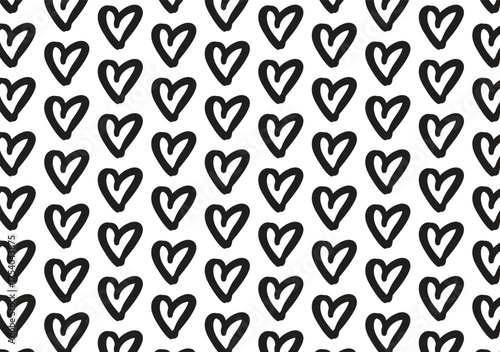 Seamless Hand-Drawn Doodle Heart Pattern Background
