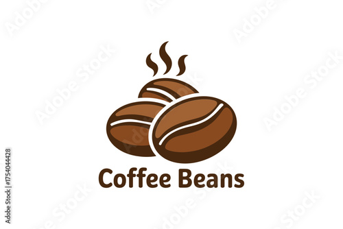 Vector art of coffee beans logo, this logo represents the aroma, taste, and energy associated with coffee on transparent background