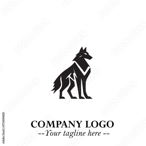 Wolf Logo Symbol in Black on the White Background Minimalist Wild Animal Vector Illustration