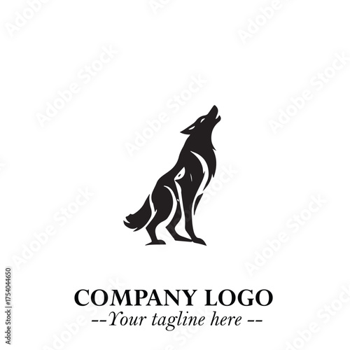 Wolf Logo Symbol in Black on the White Background Minimalist Wild Animal Vector Illustration