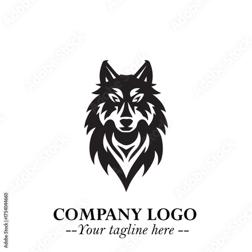 Wolf Logo Symbol in Black on the White Background Minimalist Wild Animal Vector Illustration