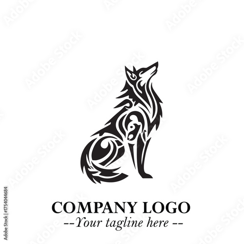 Wolf Logo Symbol in Black on the White Background Minimalist Wild Animal Vector Illustration