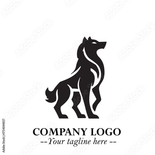 Wolf Logo Symbol in Black on the White Background Minimalist Wild Animal Vector Illustration