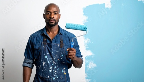 Man Painting a Wall Light Blue