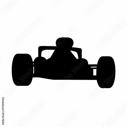 Silhouette of a go kart racing car with large rear tires