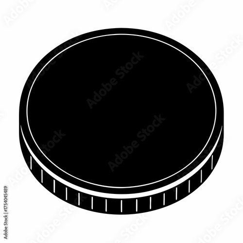 Isolated monochrome illustration of a coin on a white background design