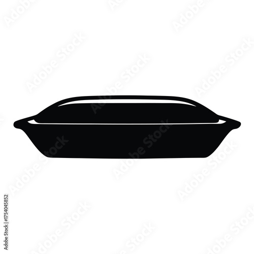 Black silhouette of a food container with lid on a white background
