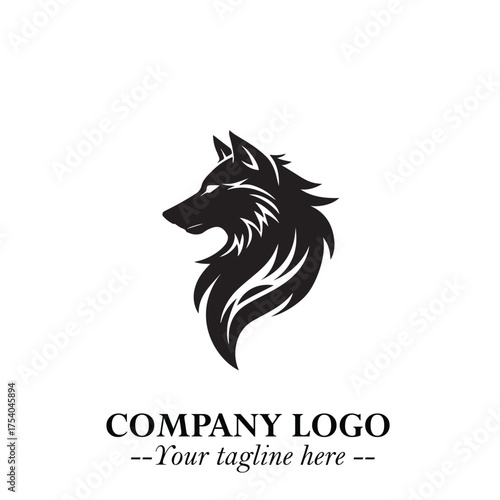 Wolf Logo Symbol in Black on the White Background Minimalist Wild Animal Vector Illustration