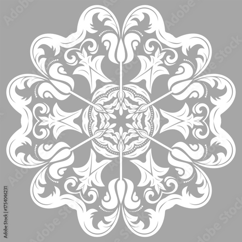 Elegant vintage vector ornament in classic style. Abstract traditional white ornament with oriental elements. Classic vintage pattern