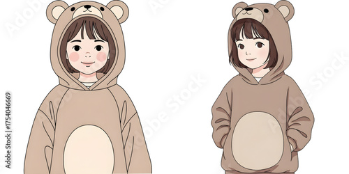 Vector illustration of a little girl with short brown hair