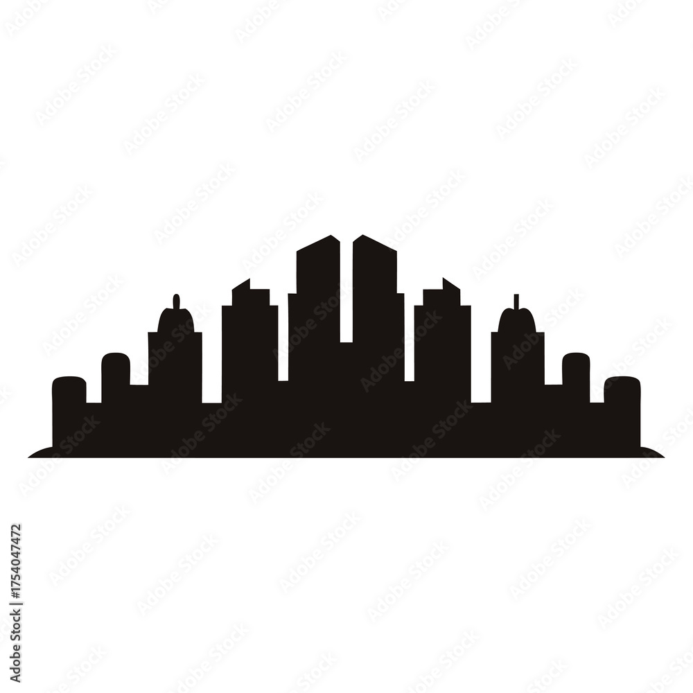 Naklejka premium Abstract black silhouette illustration depicting the skyline of a city center