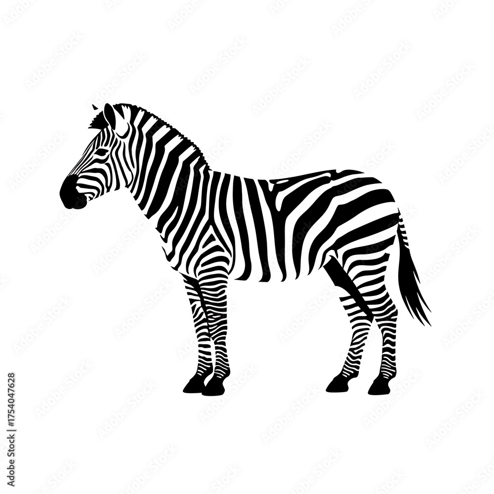 Obraz premium A detailed illustration of a zebra standing in profile