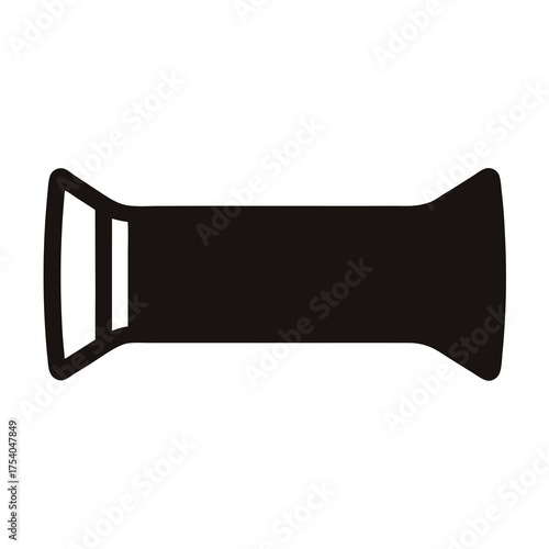 Minimalist illustration of a black bobbin spool shape on white background